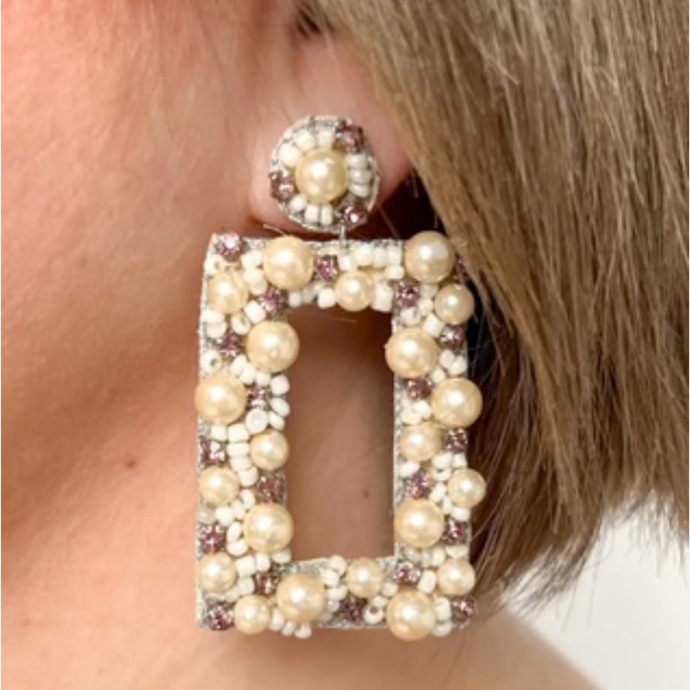 Gold and pearl beaded earrings